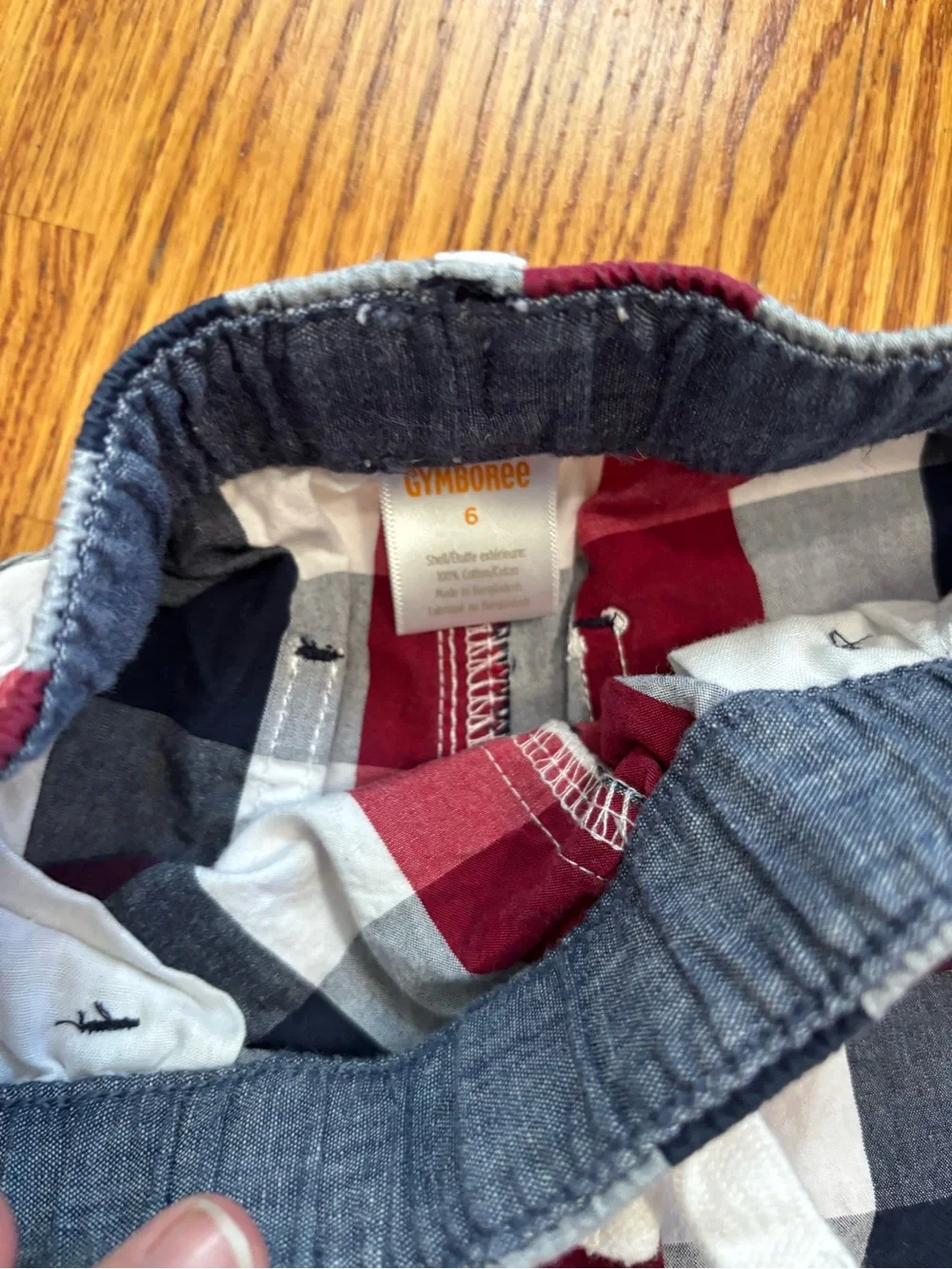 Gymboree size 6 boys Red, Navy & White Plaid 4th of July shorts